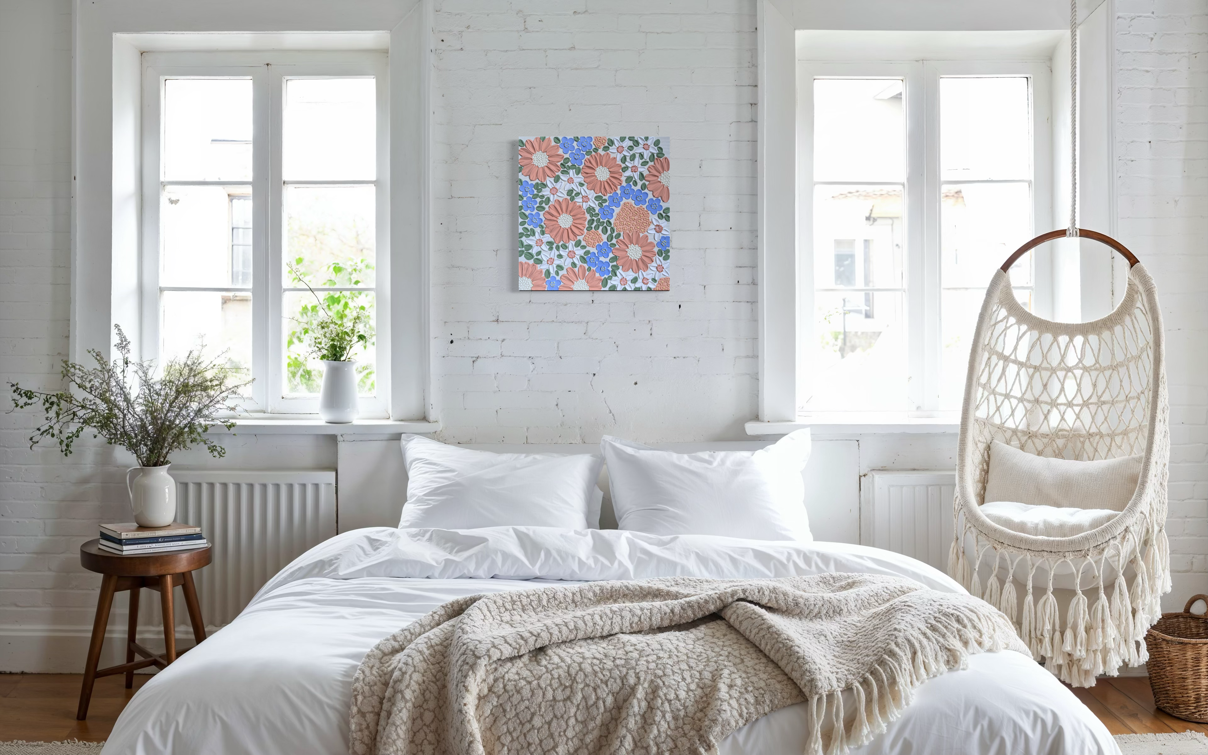 20x20  Original Floral Canvas Art