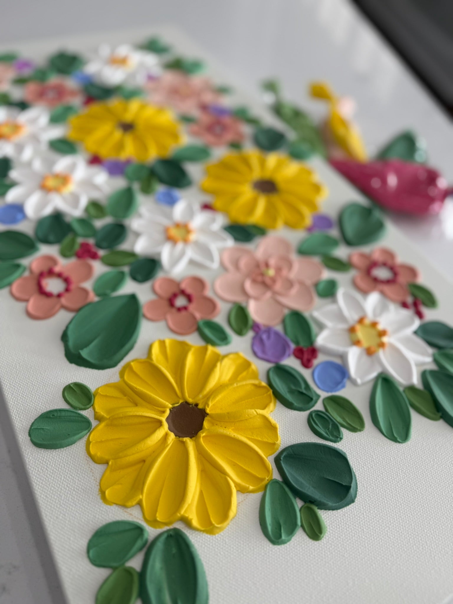 12x24 Original Canvas - "Sunday Garden" Floral Textured Art