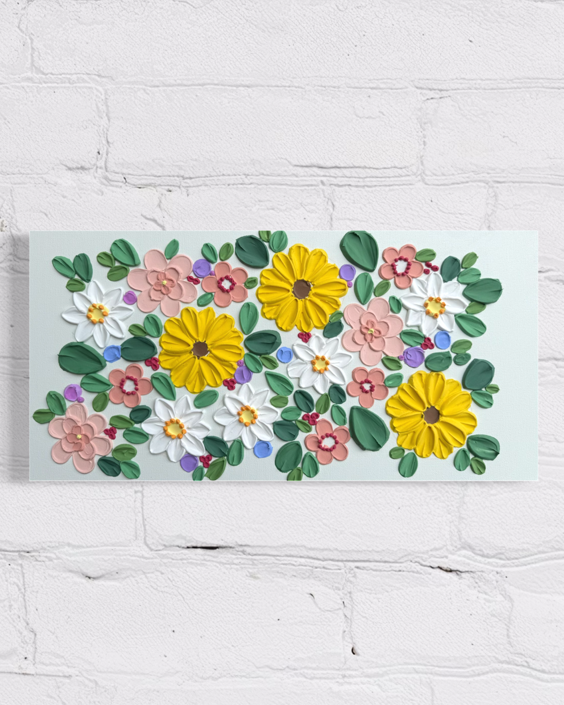 12x24 Original Canvas - "Sunday Garden" Floral Textured Art