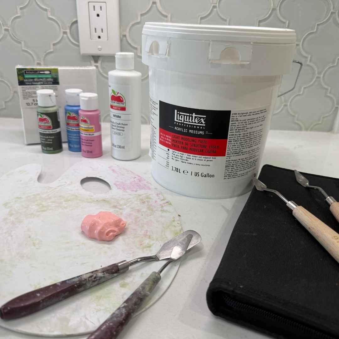 Floral Textured Art Materials texture, palette knives, paint