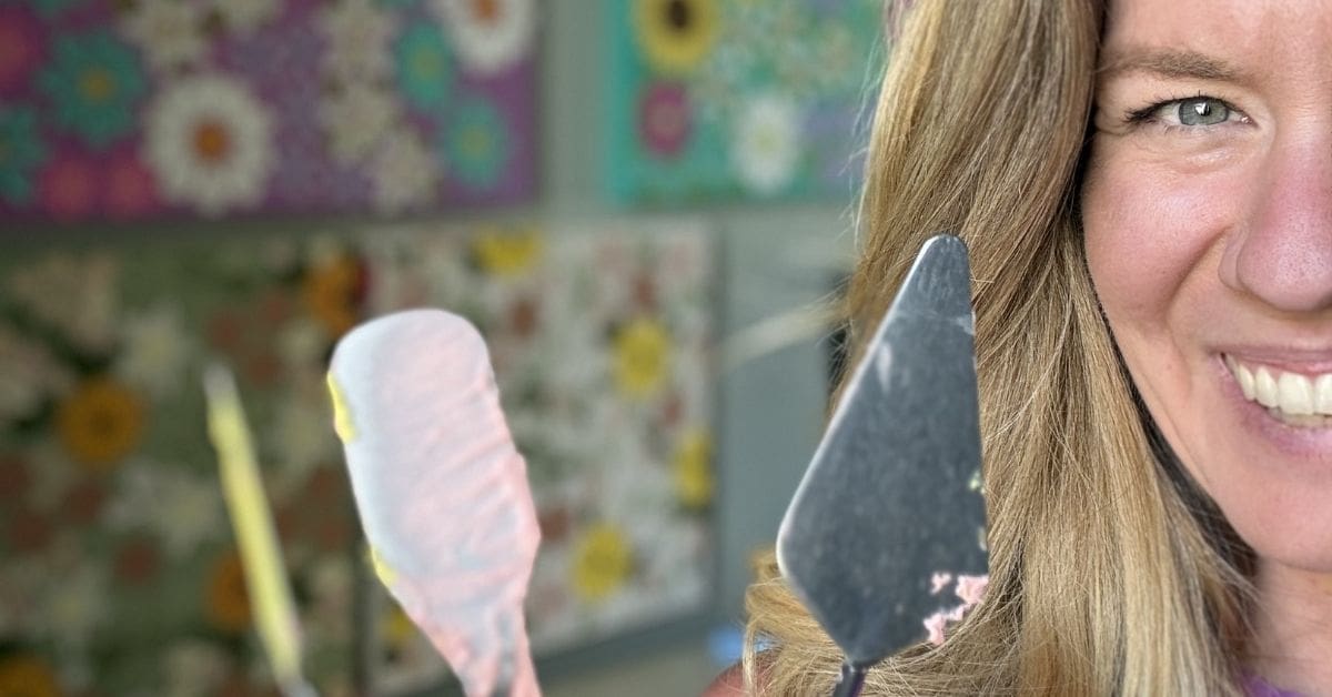 beginner textured floral painting on canvas using palette knife